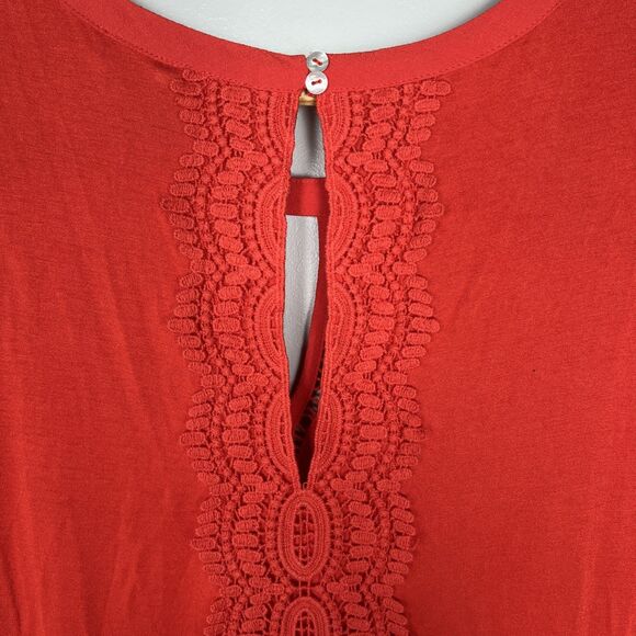 NWT DANIEL RAINN‎ Women’s Red CROCHET Plus Size 2X Top Keyhole Tank - Picture 4 of 8
